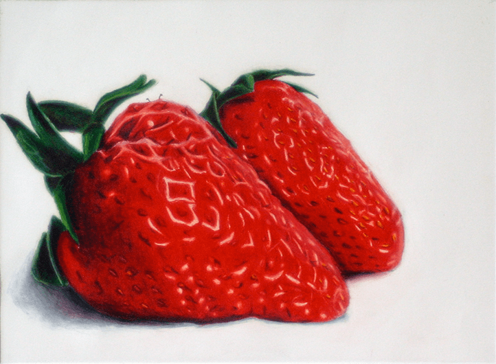 Strawberries on a white background.