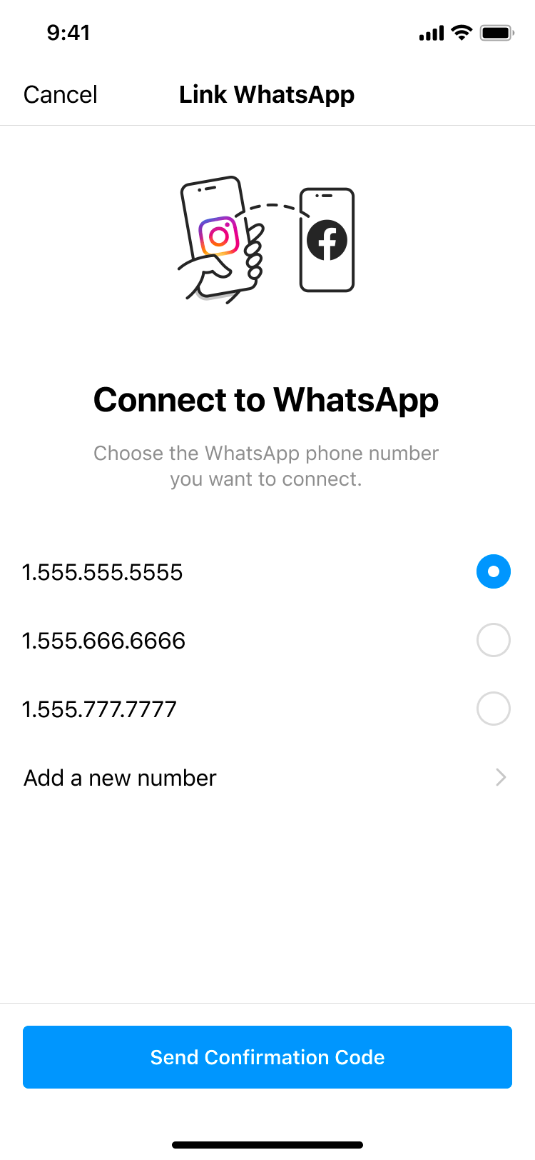 WhatsApp account linking set up flow